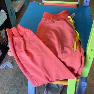 Hot coral jogger scrub pants